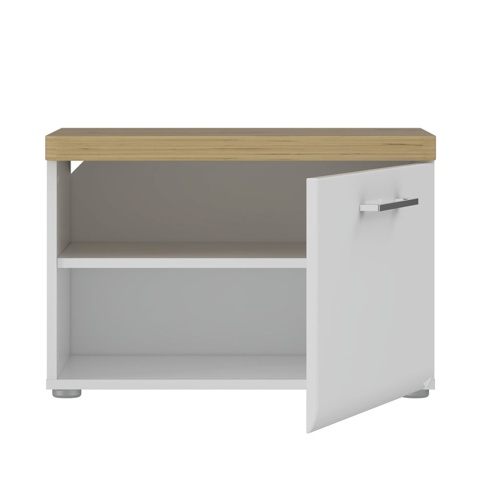 Bancheta Cu 1 Usa Tuluza, Stejar Artisan Si Alb Lucios, 60.4 Cm