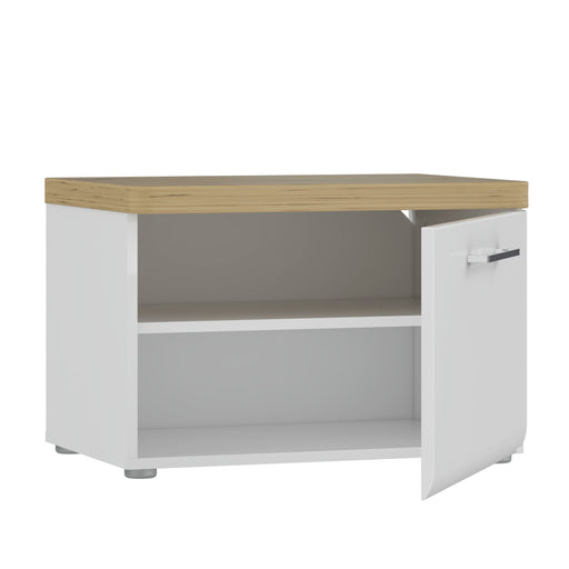 Bancheta Cu 1 Usa Tuluza, Stejar Artisan Si Alb Lucios, 60.4 Cm