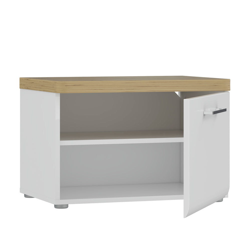 Bancheta Cu 1 Usa Tuluza, Stejar Artisan Si Alb Lucios, 60.4 Cm