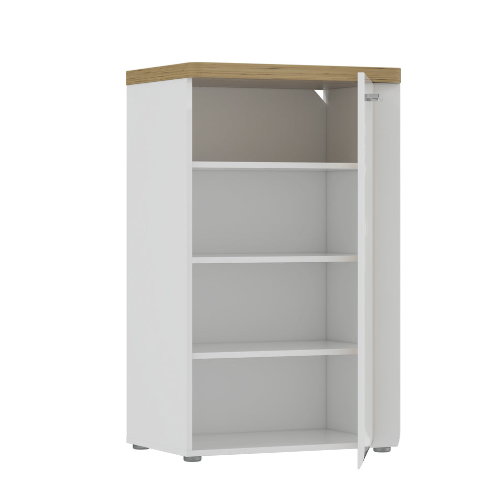 Comoda Cu 1 Usa Hol Tuluza, Stejar Artisan Si Alb Lucios, 60.4 Cm