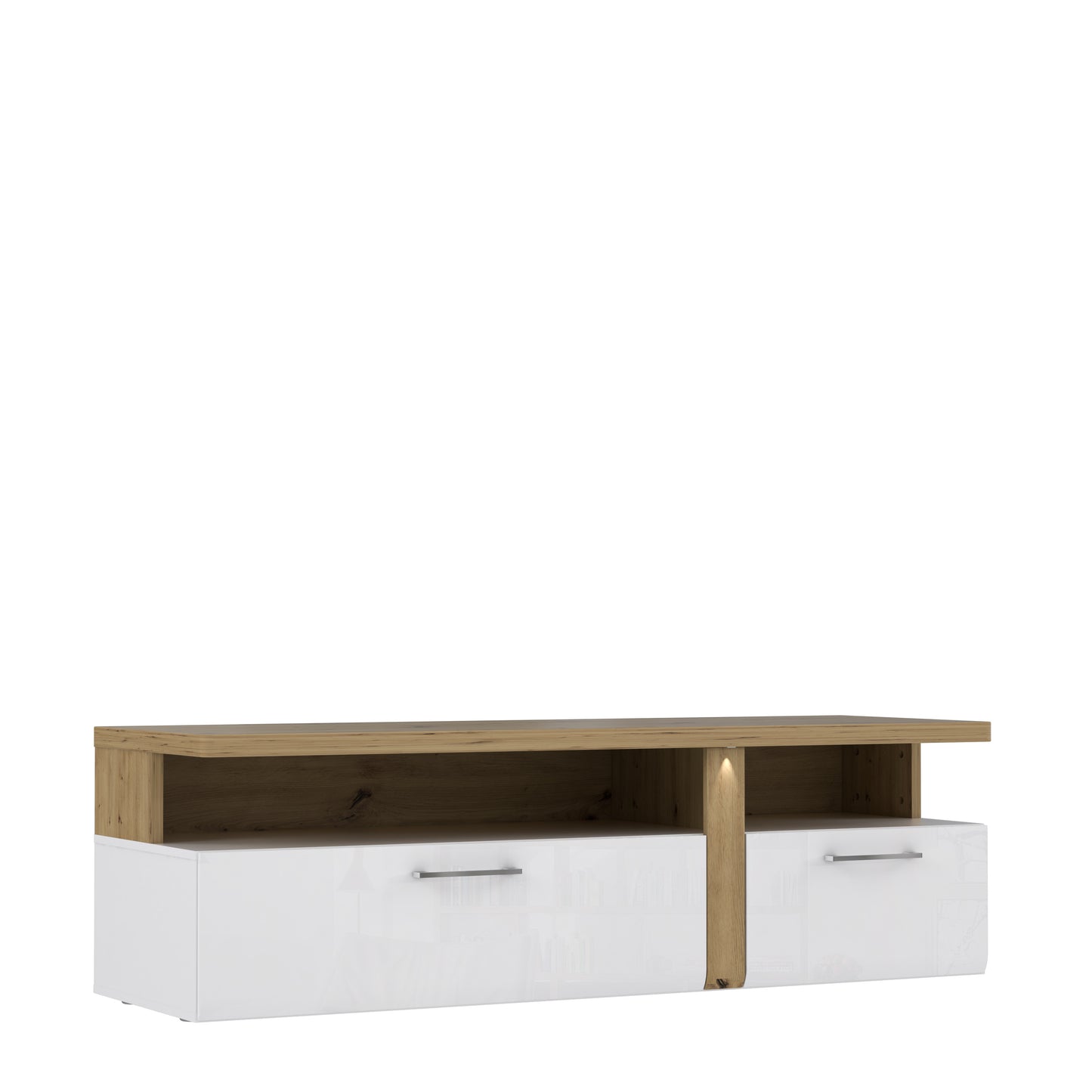 Comoda TV Tuluza, Stejar Artisan Si Alb Lucios, 163.2 Cm