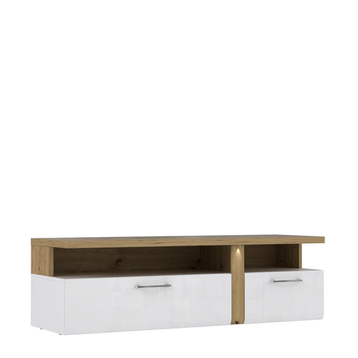 Comoda TV Tuluza, Stejar Artisan Si Alb Lucios, 163.2 Cm
