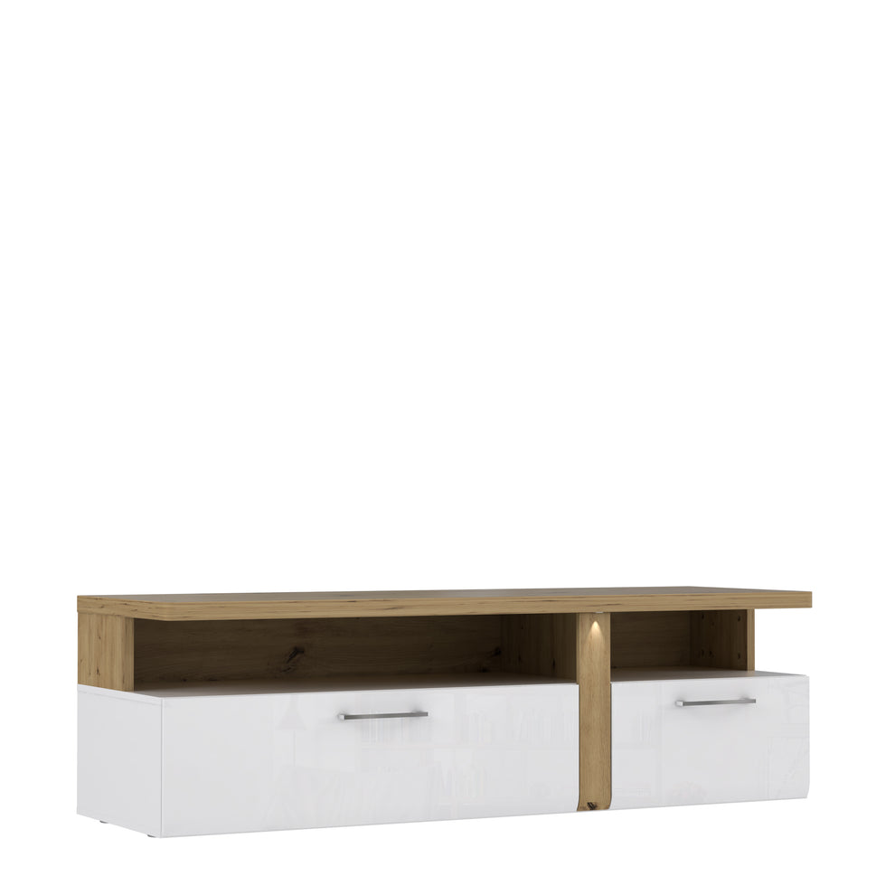 Comoda TV Tuluza, Stejar Artisan Si Alb Lucios, 163.2 Cm