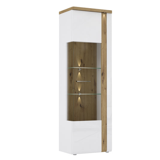 Vitrina Cu 1 Usa Tuluza, Stejar Artisan Si Alb Lucios, 66.5 Cm