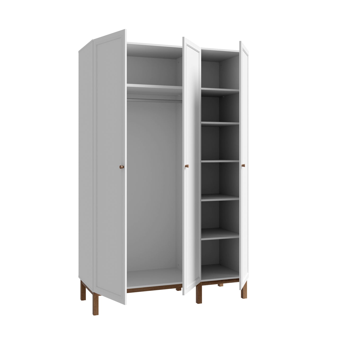 Dulap 3 Usi Pickadilly, Gri Deschis Si Stejar Pamantiu, 134.6 Cm
