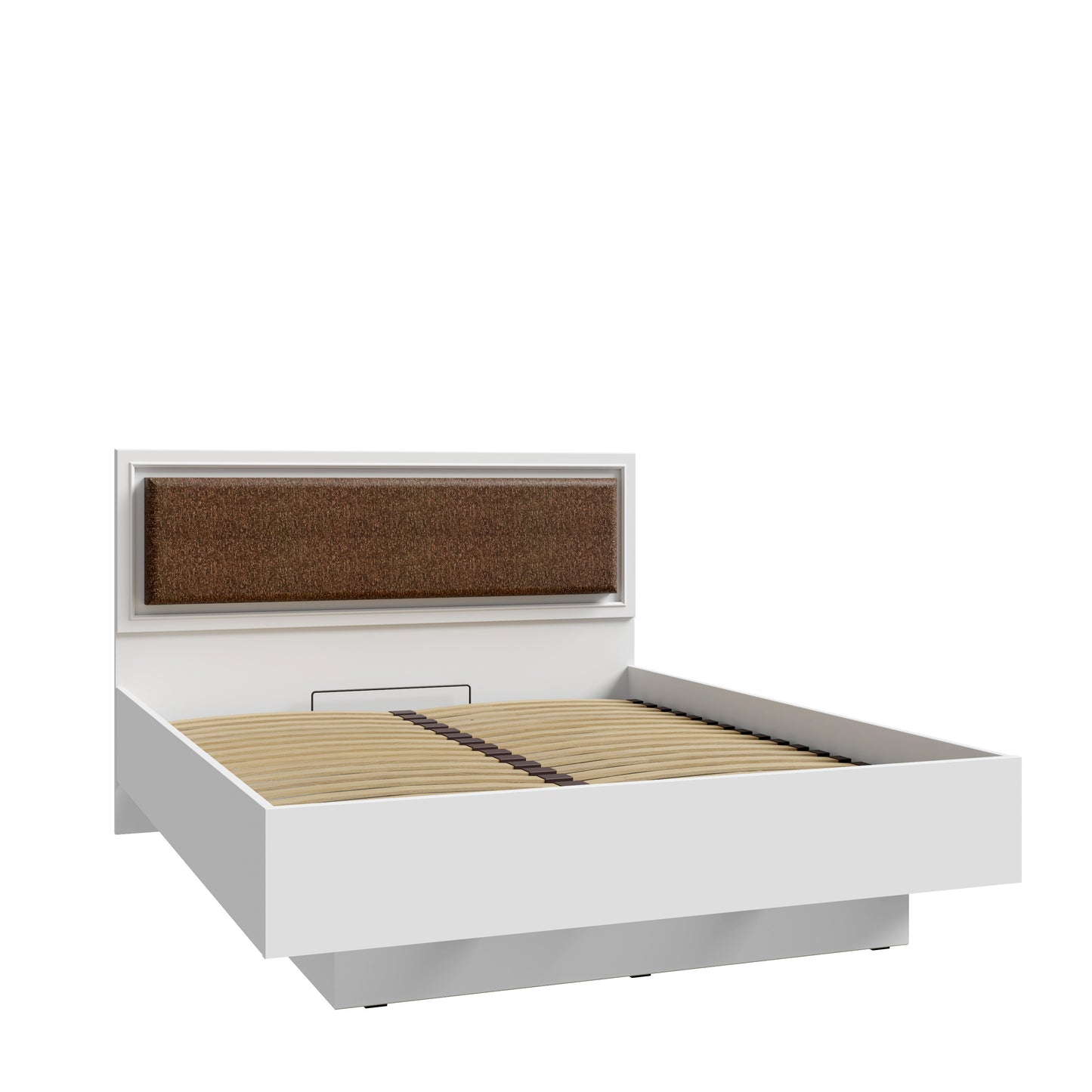 Pat cu somiera Pickadilly, Dimensiune Saltea 160x200 Cm, Gri Deschis Si Stejar Pamantiu