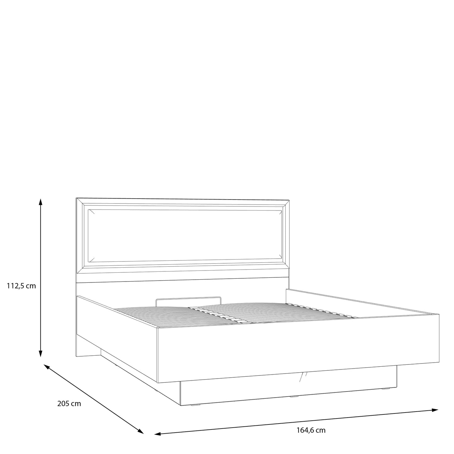 Pat cu somiera Pickadilly, Dimensiune Saltea 160x200 Cm, Gri Deschis Si Stejar Pamantiu