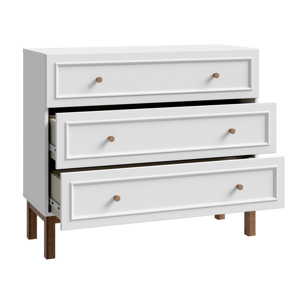 Comoda 3 Sertare Pickadilly, Gri Deschis Si Stejar Pamantiu, 100.2 Cm