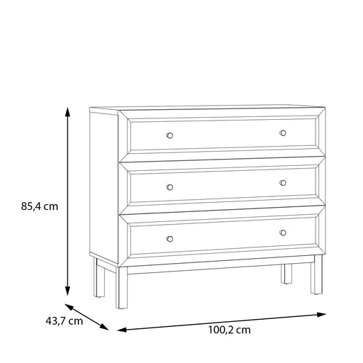 Comoda 3 Sertare Pickadilly, Gri Deschis Si Stejar Pamantiu, 100.2 Cm