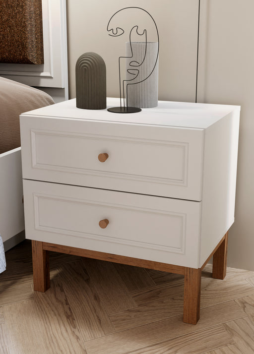 Noptiera Cu 2 Sertare Pickadilly, Gri Deschis Si Stejar Pamantiu, 55.2 Cm
