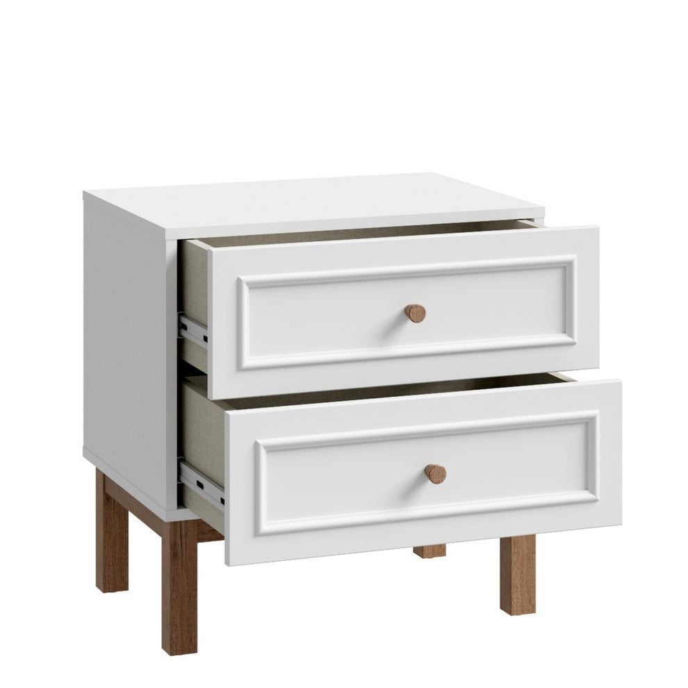 Noptiera Cu 2 Sertare Pickadilly, Gri Deschis Si Stejar Pamantiu, 55.2 Cm