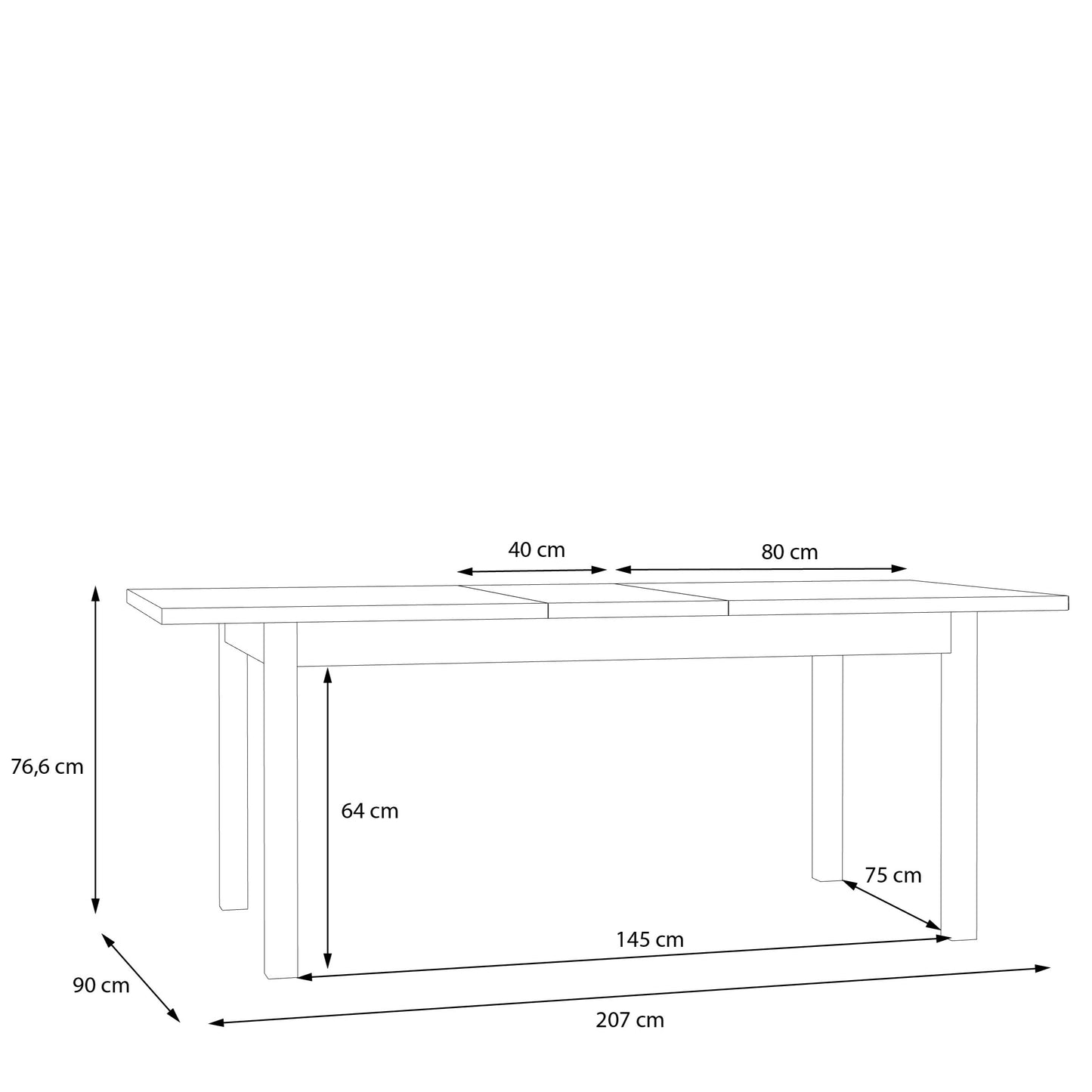Masa extensibila Pickadilly, Gri Deschis Si Stejar Pamantiu, 160.4 x 76.6 x 90 Cm