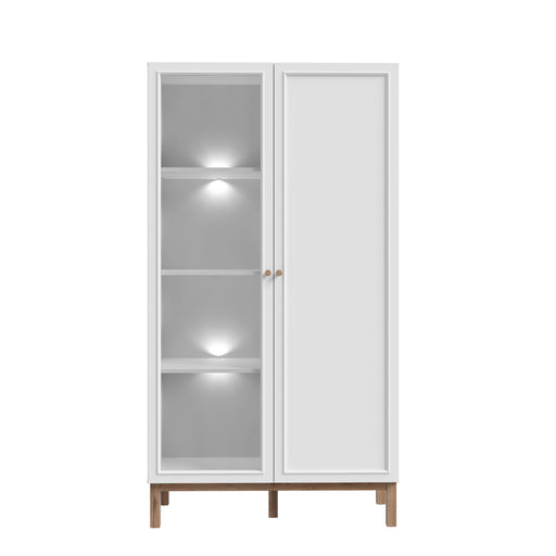 Vitrina 2 Usi Pickadilly, Gri Deschis Si Stejar Pamantiu, 99.9 Cm