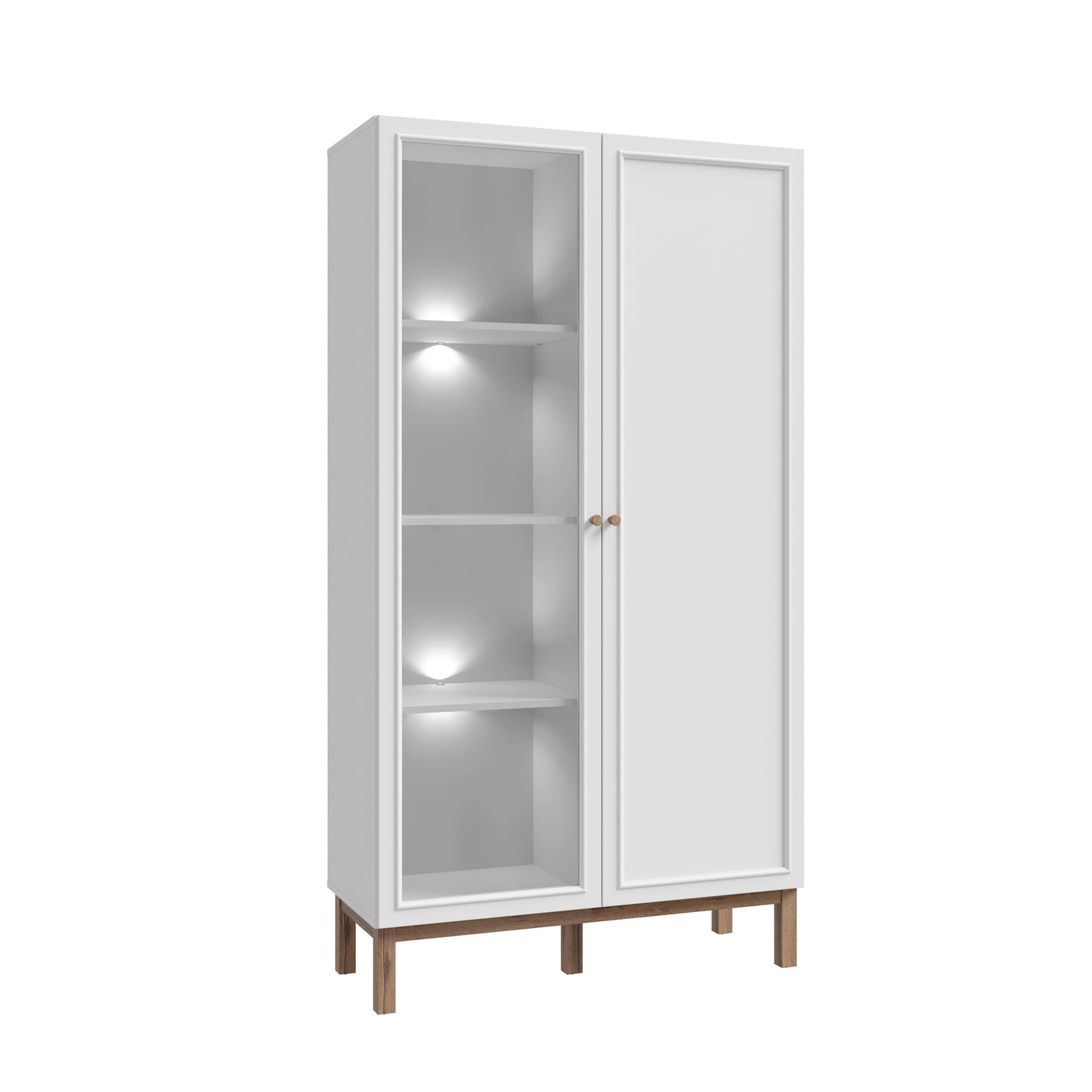 Vitrina 2 Usi Pickadilly, Gri Deschis Si Stejar Pamantiu, 99.9 Cm
