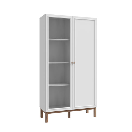Vitrina 2 Usi Pickadilly, Gri Deschis Si Stejar Pamantiu, 99.9 Cm