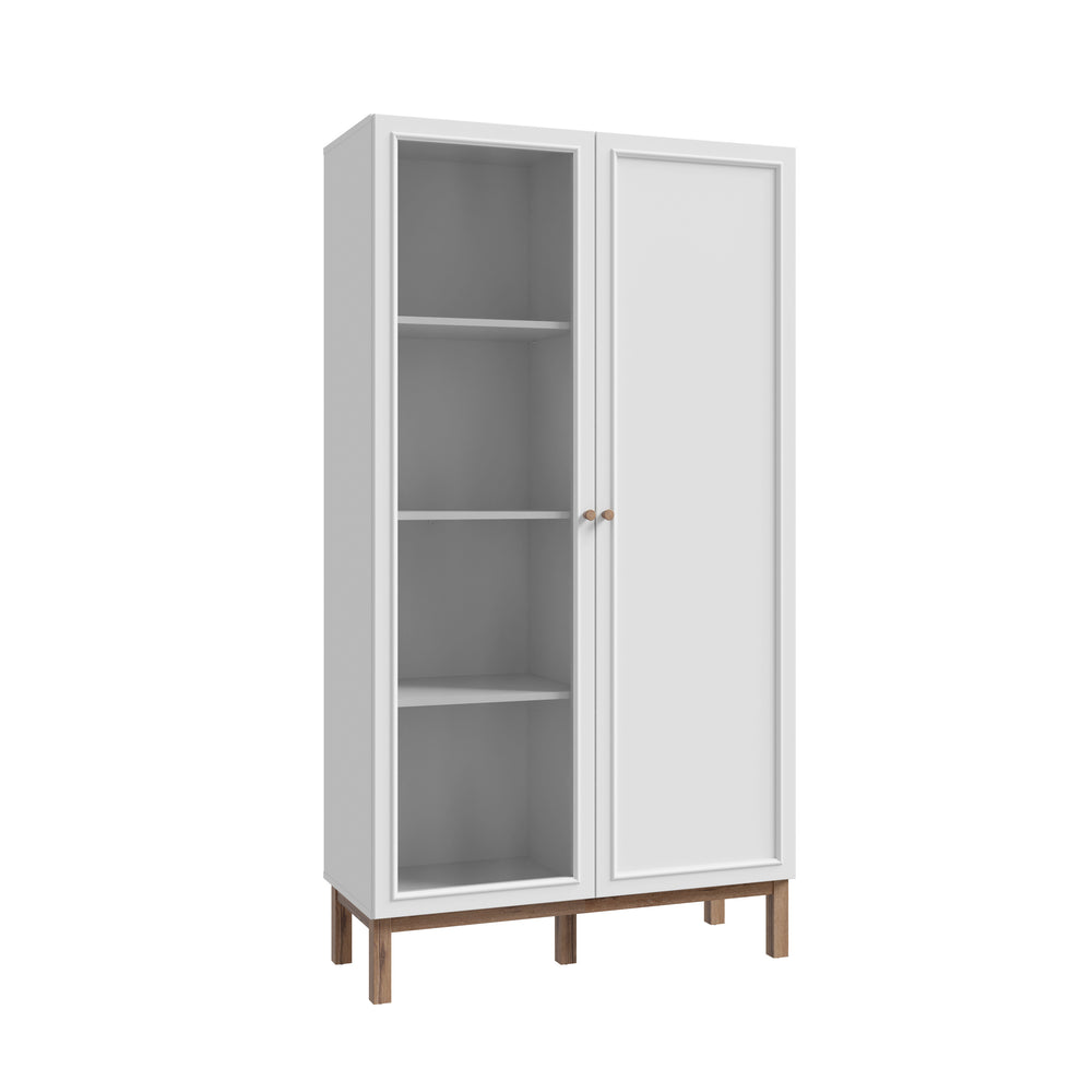 Vitrina 2 Usi Pickadilly, Gri Deschis Si Stejar Pamantiu, 99.9 Cm