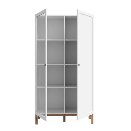 Vitrina 2 Usi Pickadilly, Gri Deschis Si Stejar Pamantiu, 99.9 Cm