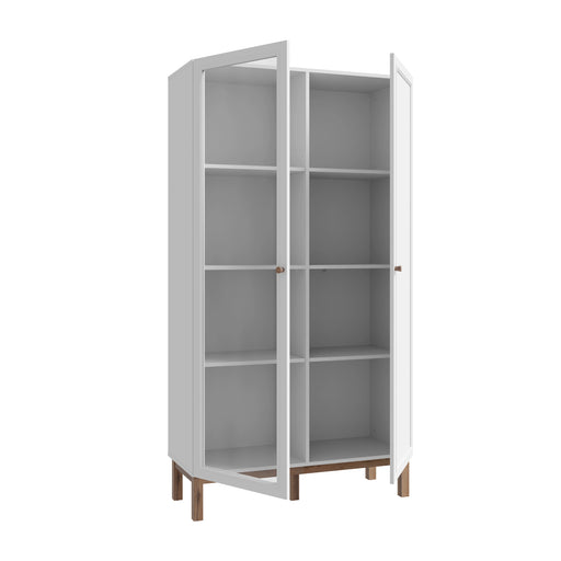 Vitrina 2 Usi Pickadilly, Gri Deschis Si Stejar Pamantiu, 99.9 Cm