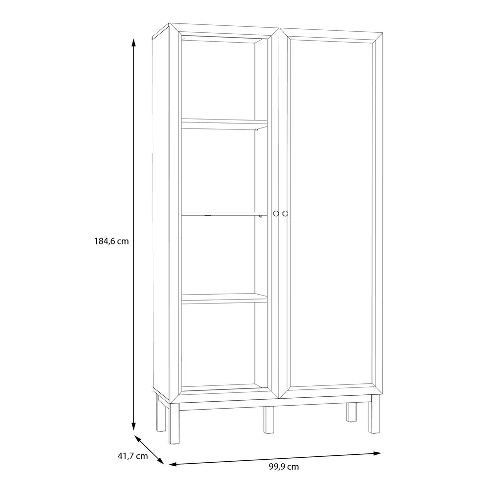 Vitrina 2 Usi Pickadilly, Gri Deschis Si Stejar Pamantiu, 99.9 Cm