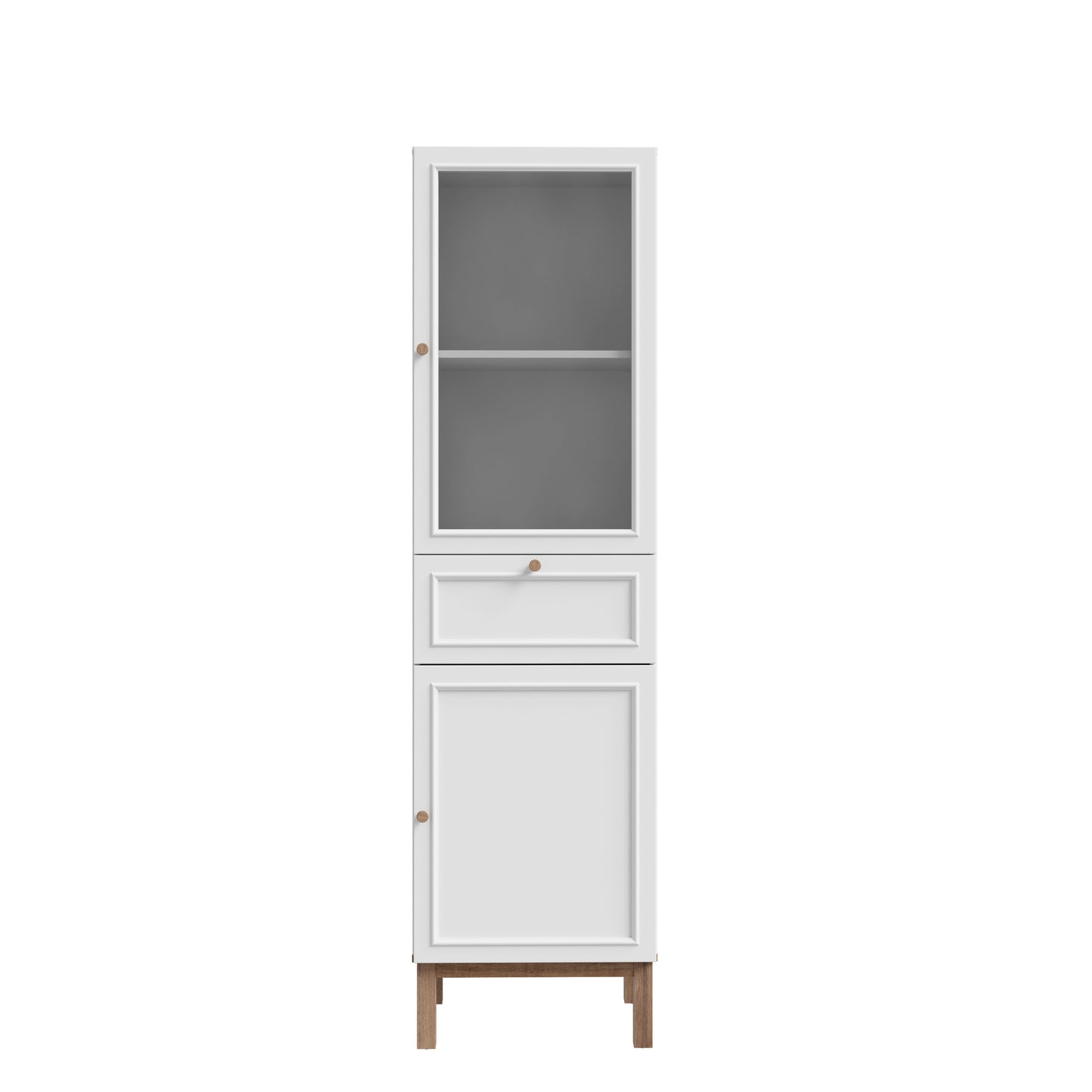Vitrina 2 Usi Si 1 Sertar Pickadilly, Gri Deschis Si Stejar Pamantiu, 50.2 Cm