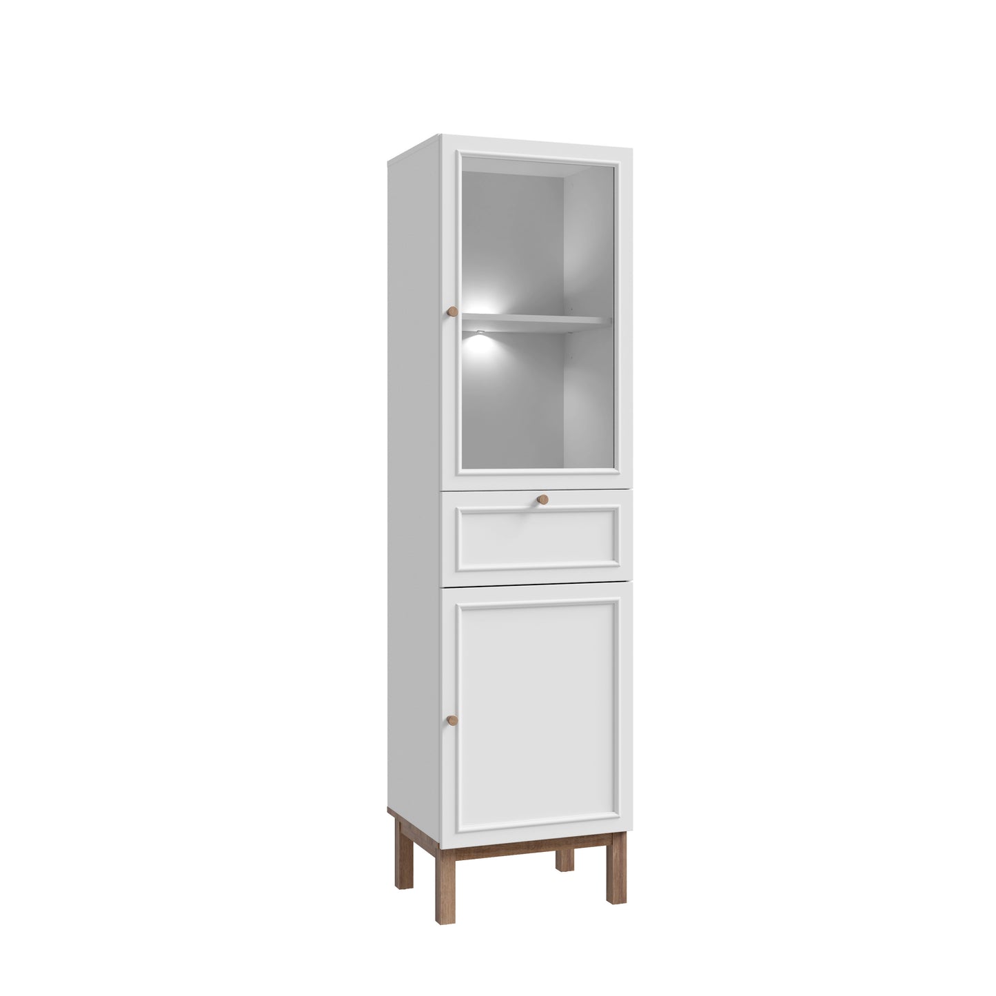 Vitrina 2 Usi Si 1 Sertar Pickadilly, Gri Deschis Si Stejar Pamantiu, 50.2 Cm