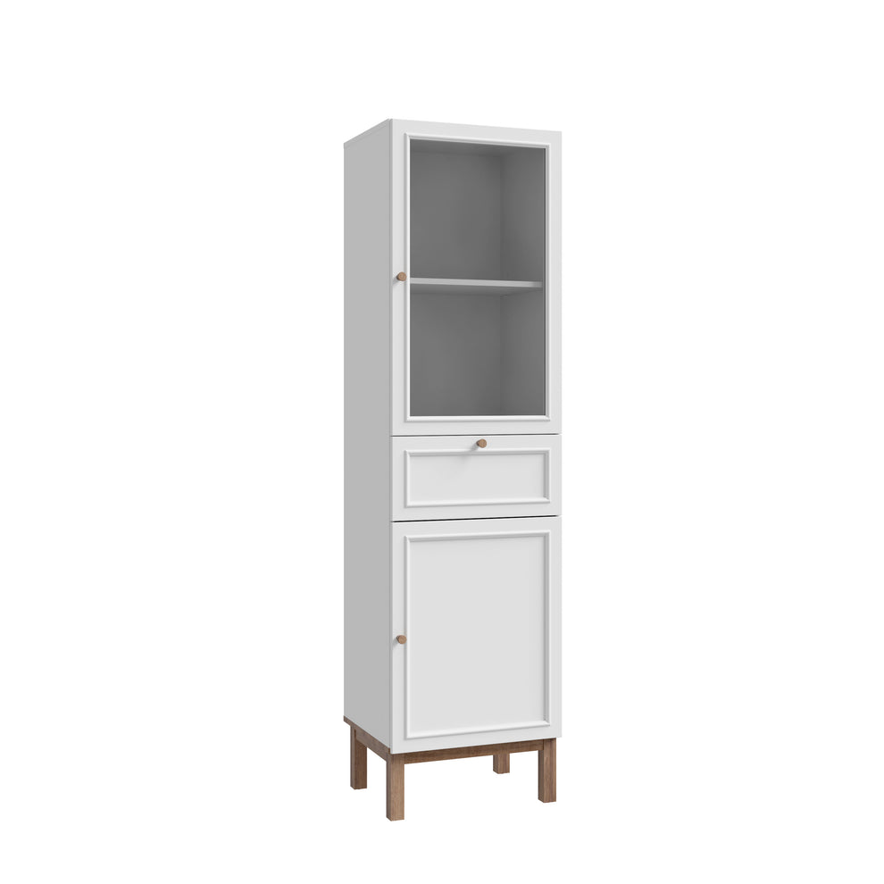 Vitrina 2 Usi Si 1 Sertar Pickadilly, Gri Deschis Si Stejar Pamantiu, 50.2 Cm