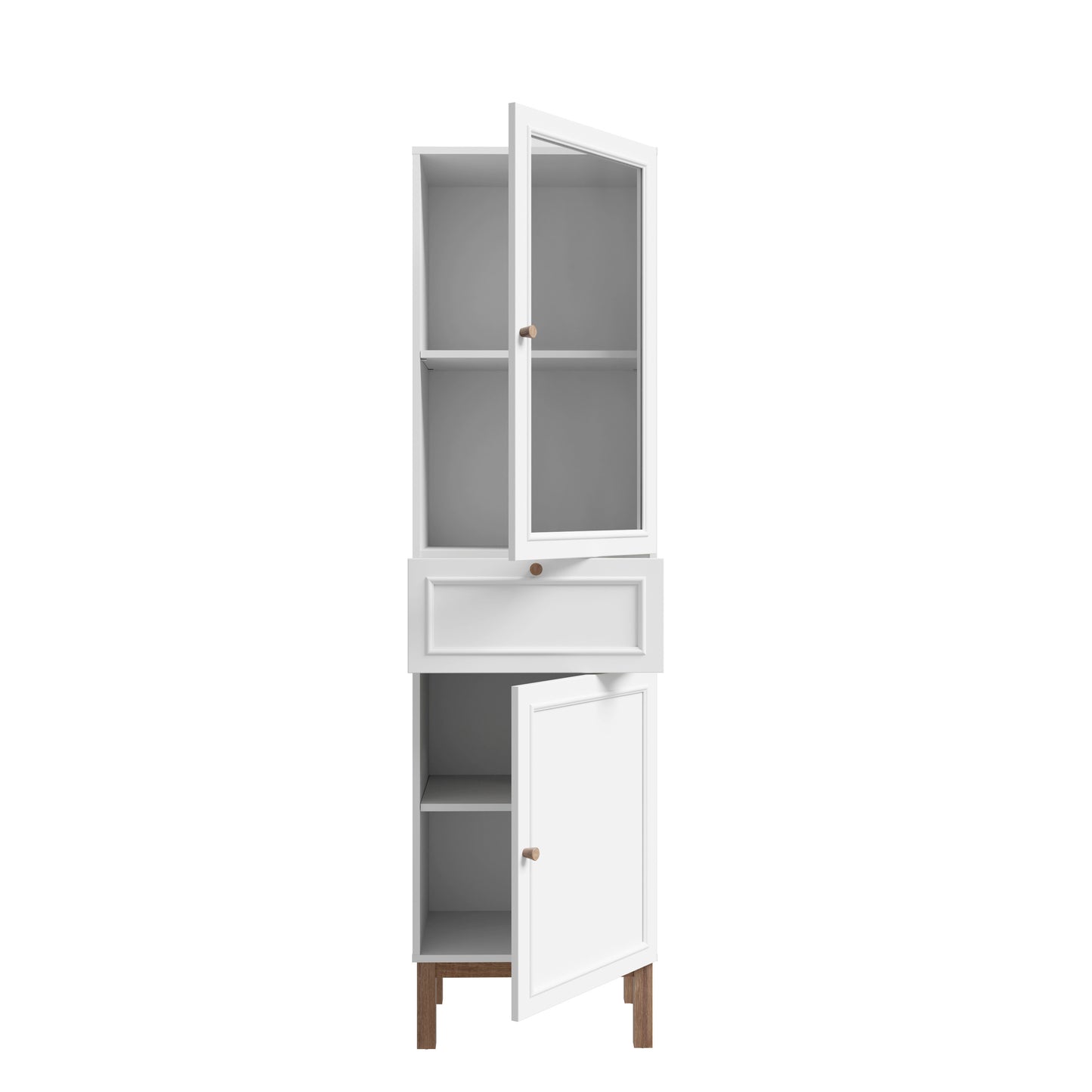 Vitrina 2 Usi Si 1 Sertar Pickadilly, Gri Deschis Si Stejar Pamantiu, 50.2 Cm
