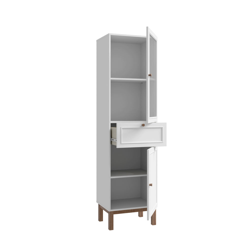 Vitrina 2 Usi Si 1 Sertar Pickadilly, Gri Deschis Si Stejar Pamantiu, 50.2 Cm