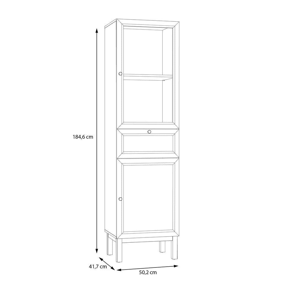 Vitrina 2 Usi Si 1 Sertar Pickadilly, Gri Deschis Si Stejar Pamantiu, 50.2 Cm