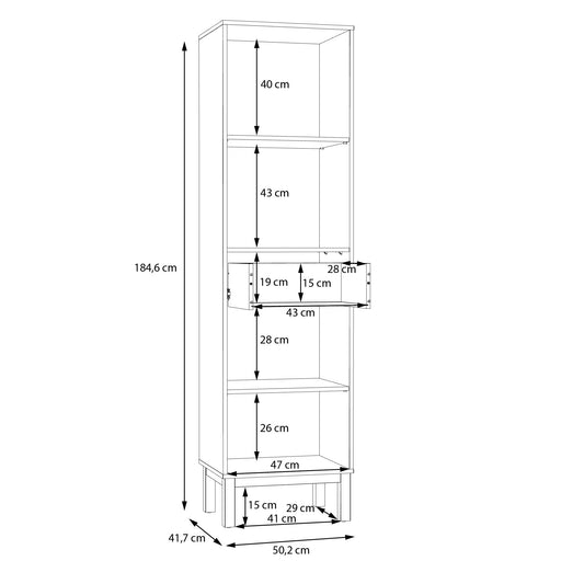 Vitrina 2 Usi Si 1 Sertar Pickadilly, Gri Deschis Si Stejar Pamantiu, 50.2 Cm