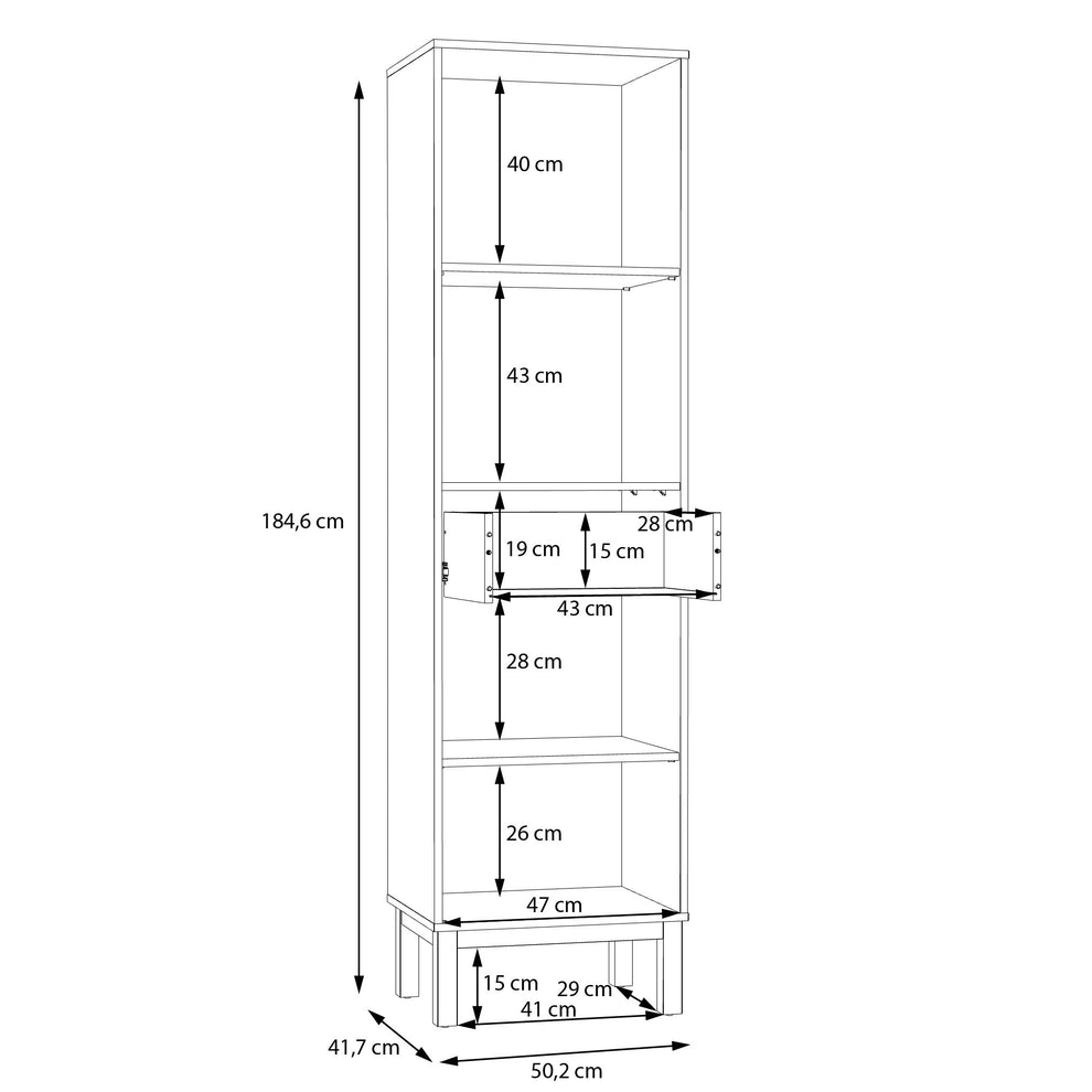 Vitrina 2 Usi Si 1 Sertar Pickadilly, Gri Deschis Si Stejar Pamantiu, 50.2 Cm