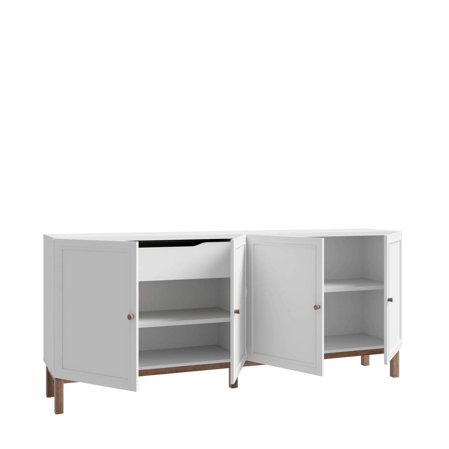 Comoda 4 Usi 1 Sertar Pickadilly, Gri Deschis Si Stejar Pamantiu, 199.3 Cm
