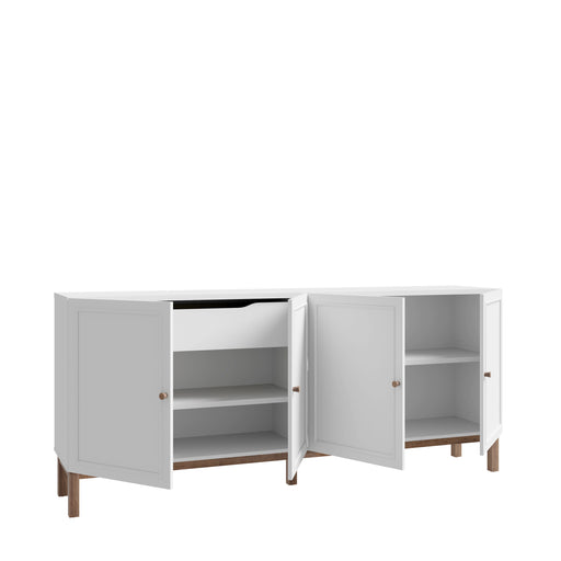 Comoda 4 Usi 1 Sertar Pickadilly, Gri Deschis Si Stejar Pamantiu, 199.3 Cm