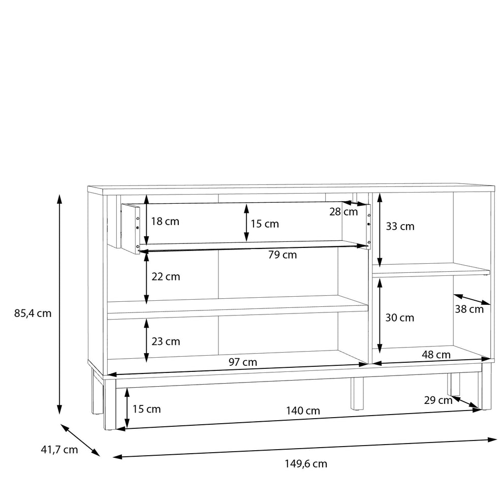 Comoda 3 Usi Si 1 Sertar Pickadilly, Gri Deschis Si Stejar Pamantiu, 149.6 Cm