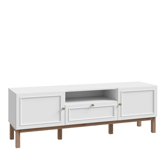Comoda TV 1 Sertar Si 2 Usi Pickadilly, Gri Deschis Si Stejar Pamantiu, 159.6 Cm