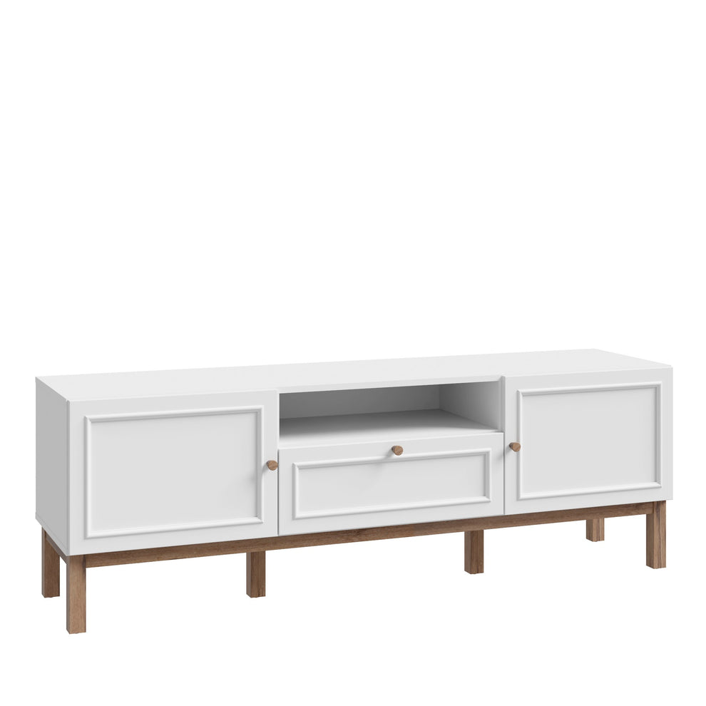 Comoda TV 1 Sertar Si 2 Usi Pickadilly, Gri Deschis Si Stejar Pamantiu, 159.6 Cm