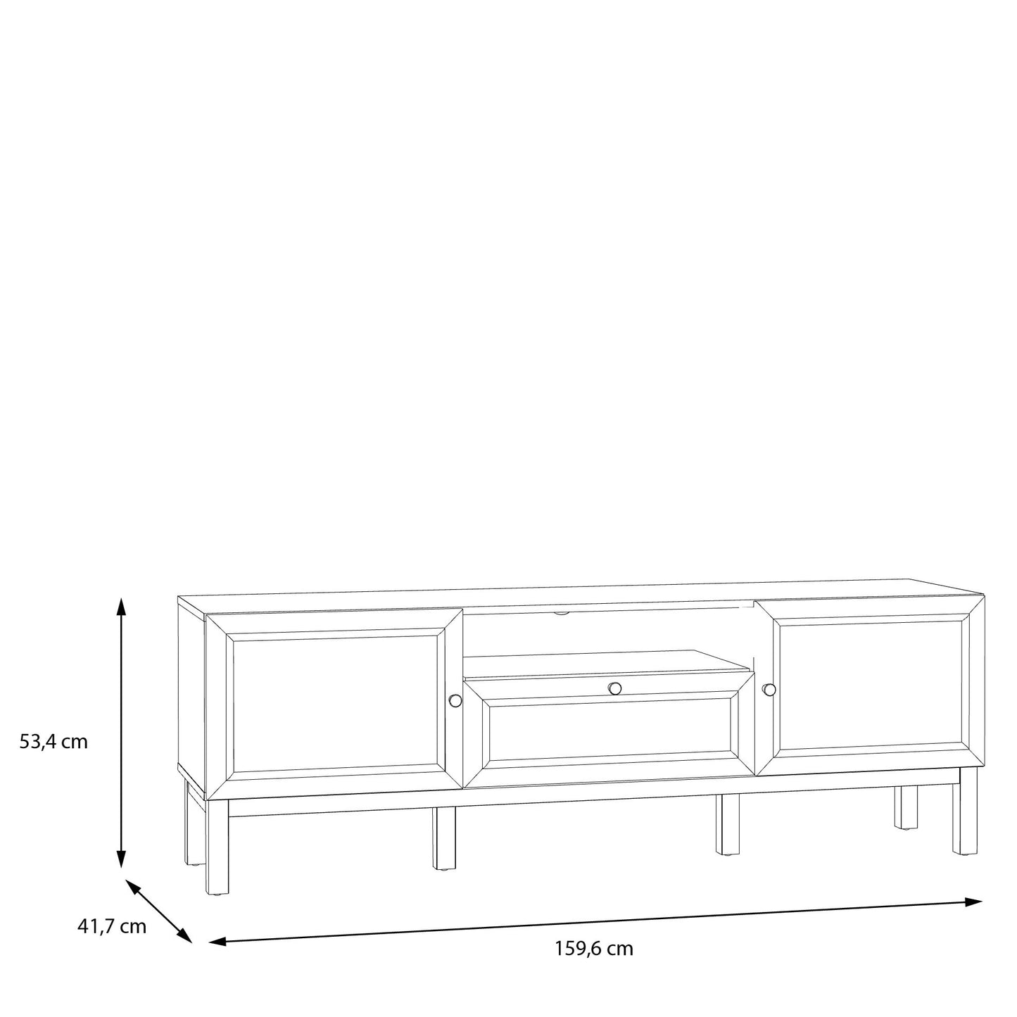 Comoda TV 1 Sertar Si 2 Usi Pickadilly, Gri Deschis Si Stejar Pamantiu, 159.6 Cm
