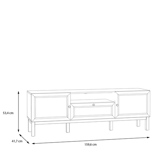 Comoda TV 1 Sertar Si 2 Usi Pickadilly, Gri Deschis Si Stejar Pamantiu, 159.6 Cm
