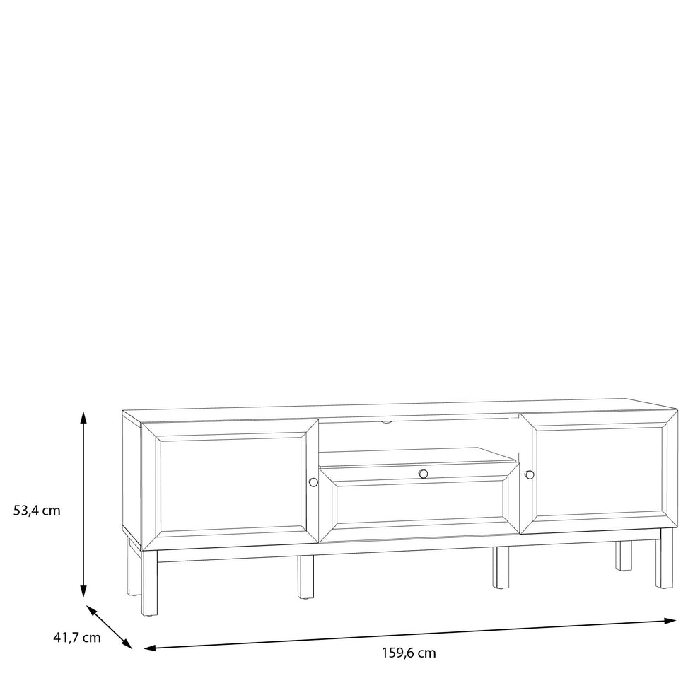 Comoda TV 1 Sertar Si 2 Usi Pickadilly, Gri Deschis Si Stejar Pamantiu, 159.6 Cm