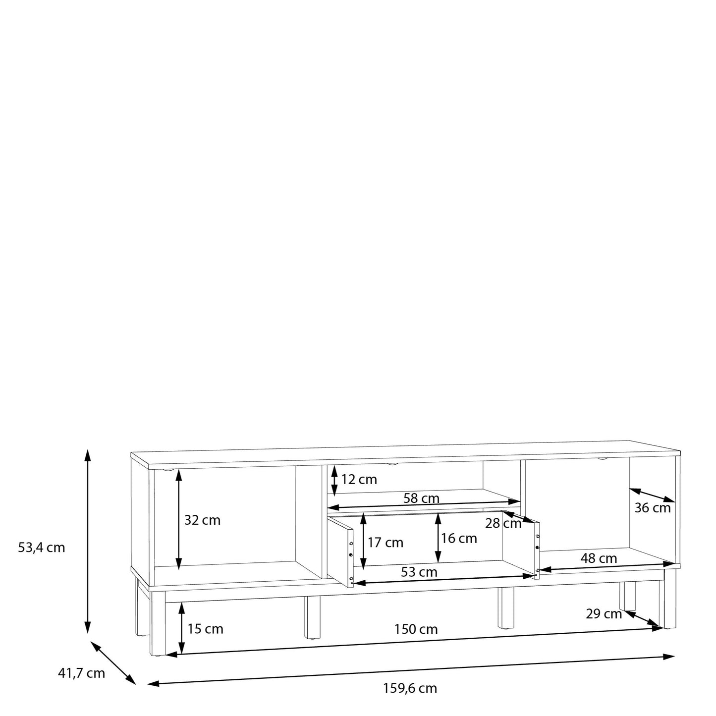 Comoda TV 1 Sertar Si 2 Usi Pickadilly, Gri Deschis Si Stejar Pamantiu, 159.6 Cm