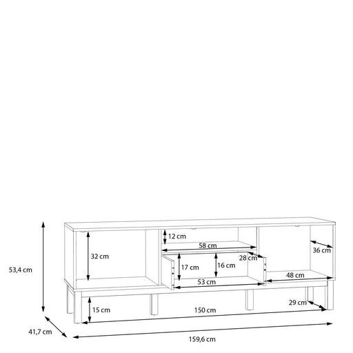 Comoda TV 1 Sertar Si 2 Usi Pickadilly, Gri Deschis Si Stejar Pamantiu, 159.6 Cm