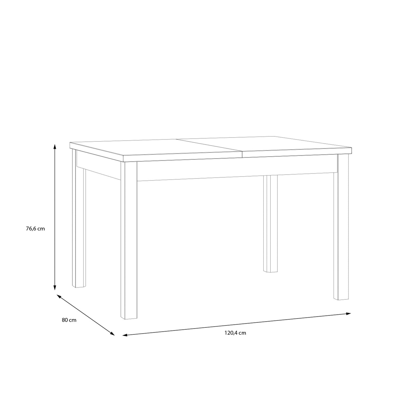 Masa extensibila Jeremix, Stejar Mauvella Si Negru Mat, 120.4/160.4 x 80 x 76.6 Cm