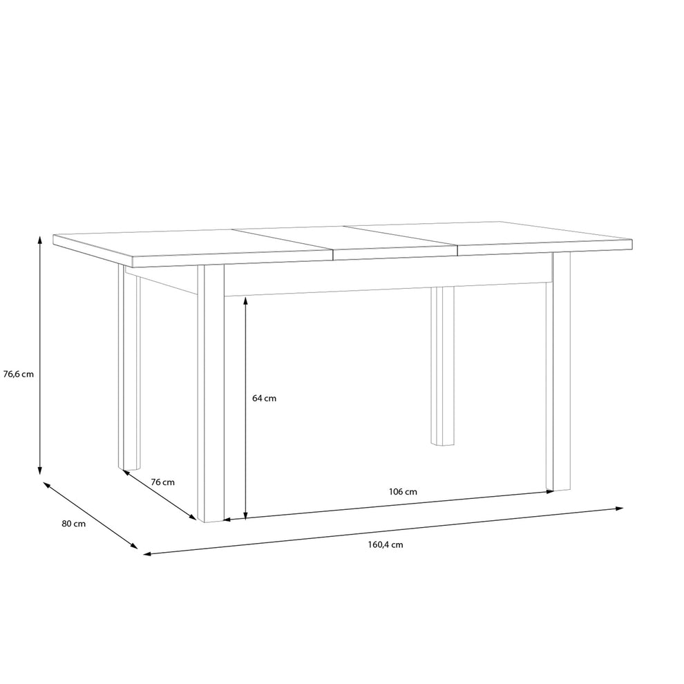 Masa extensibila Jeremix, Stejar Mauvella Si Negru Mat, 120.4/160.4 x 80 x 76.6 Cm