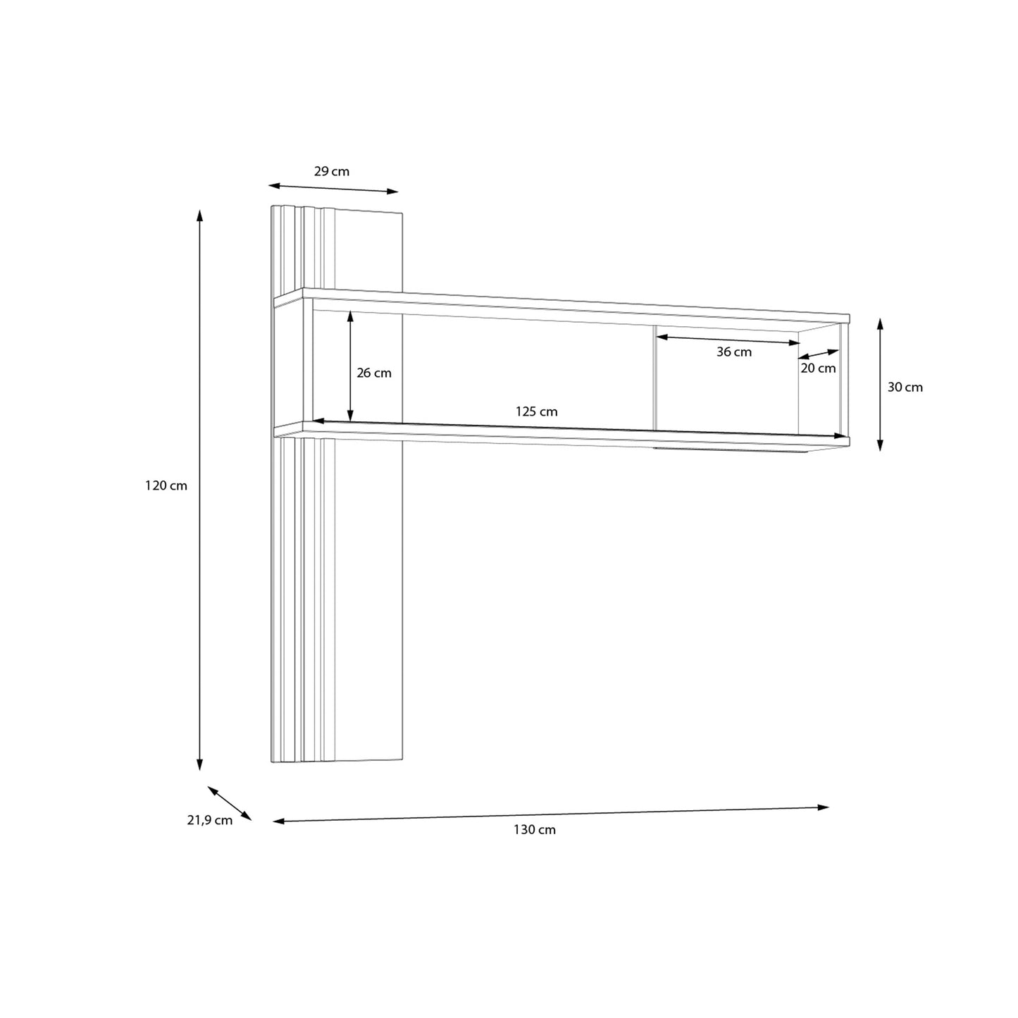 Raft De Perete Suspendat Jeremix, Stejar Mauvella Si Negru Mat, 130 Cm