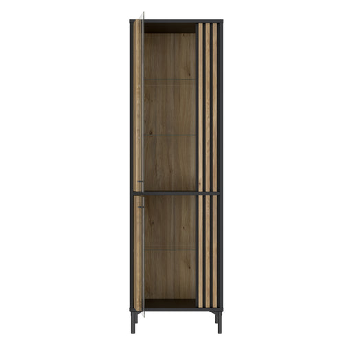 Vitrina Inalta Jeremix, Stejar Mauvella Si Negru Mat, 59 Cm