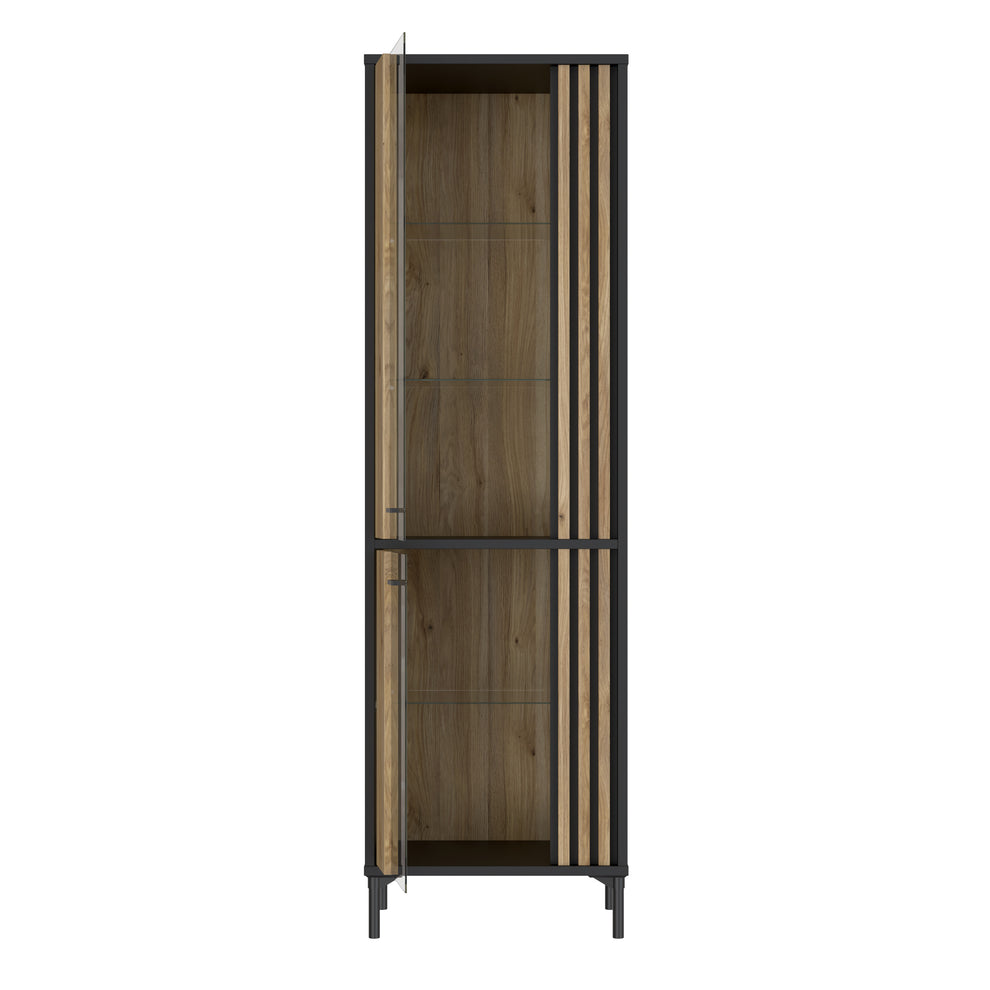 Vitrina Inalta Jeremix, Stejar Mauvella Si Negru Mat, 59 Cm