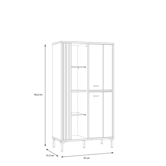 Vitrina Joasa Cu 2 Usi Jeremix, Stejar Mauvella Si Negru Mat, 87 Cm