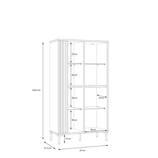 Vitrina Joasa Cu 2 Usi Jeremix, Stejar Mauvella Si Negru Mat, 87 Cm