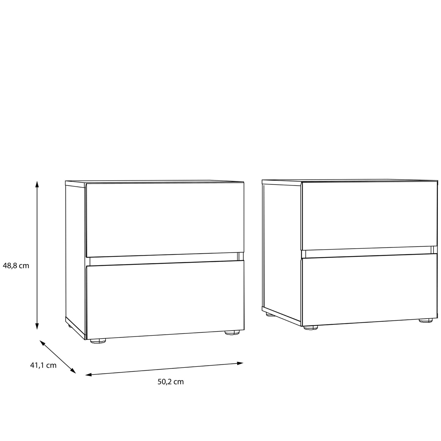 Set 2 noptiere Cu Sertare Longbeach, Stejar Riviera, 50.2 Cm