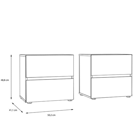 Set 2 noptiere Cu Sertare Longbeach, Stejar Riviera, 50.2 Cm